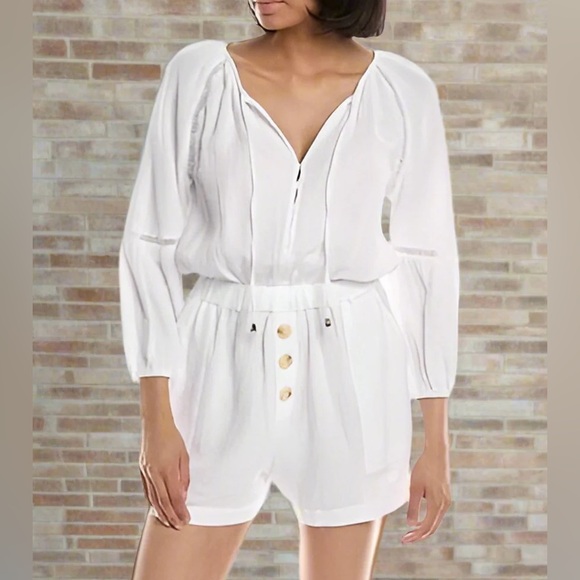 bishop + young Pants - bishop + young 'Playa' White Lightweight‎ Romper